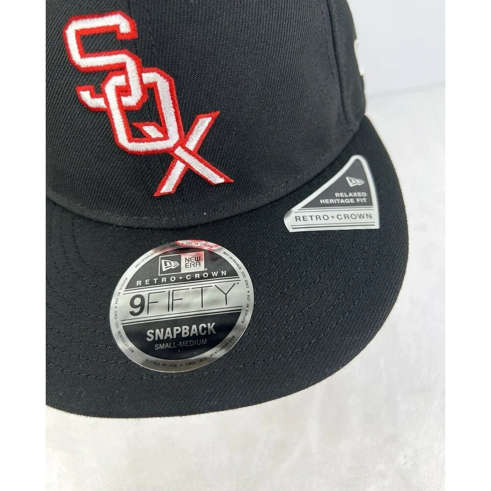 Chicago White Sox New Era Baseball 9FIFTY Hat SnapBack Retro Crown Black S/M